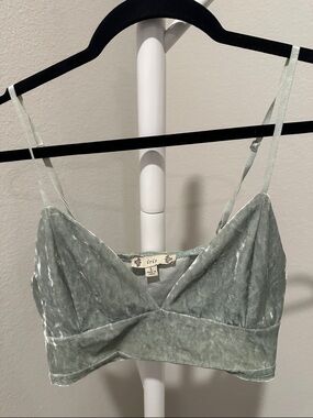 iris Crushed Velvet Bralette in Light Sage
